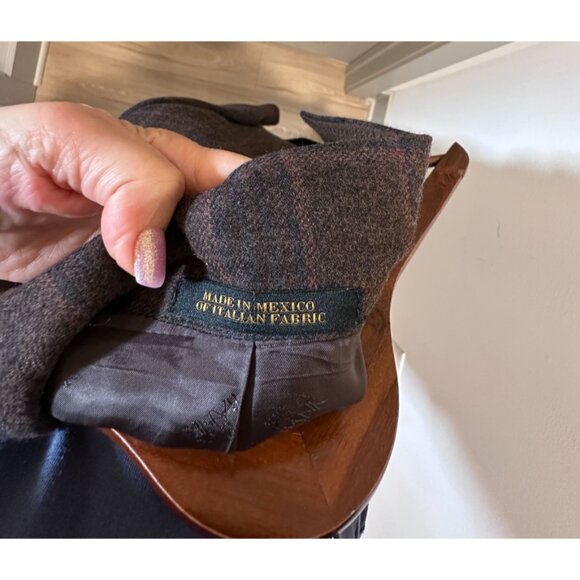 E.thomas Blazer 46R Jos A Bank Reserve Micro Checked Wool Cashmere - Picture 9 of 11